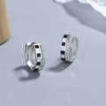 Orecchini a scacchiera in argento S925 con zirconi brillanti e finitura in oro bianco - Argento 925 / Oro Bianco