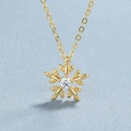 Elegante collar de copo de nieve de plata 925 bañada en oro con un circón brillante central - Plata 925 / Dorado
