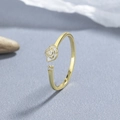 Anello aperto in argento 925 dorato con rosa in smalto bianco e cristallo - Aperto Regolabile / Oro