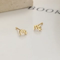 Minimalist 925 sterling silver Virgo zodiac stud earrings in polished golden finish - 925 Silver (With Rubber Stopper) / Virgo (A-69-16)