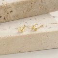 925 silver zodiac stud earrings in gold finish with elegant S-shaped cloud swirl design - 925 Silver (With Rubber Stopper) / Leo (A-69-16)