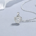 Herz-Halskette aus 925er Sterlingsilber mit tanzendem Zirkonia-Anhänger für Damen - 925er Silber / Weißgold
