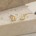Boucles d'oreilles signe Balance dorées en argent 925 sterling avec finition polie - Argent 925 (Avec Bouchon en Caoutchouc) / Balance (A-69-16)