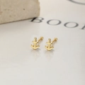 Boucles d'oreilles ancres minimalistes en argent 925 avec finition dorée - Argent 925 (Avec Bouchon en Caoutchouc) / Sagittaire (A-69-16)