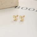 Boucles d'oreilles signe Capricorne en argent sterling 925 plaqué or poli - Argent 925 (Avec Bouchon en Caoutchouc) / Capricorne (A-69-16)