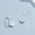 Minimalistische 925 sterling zilveren oorringen met hartvormige zirkonia hangers - 925 zilver / Zilver (Witte Strass)
