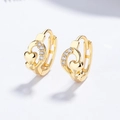 Eleganti orecchini a cerchio in argento sterling 925 a cuore con zirconi scintillanti - Argento 925 / Oro
