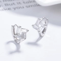 925 silver hoop earrings featuring four square-cut clear zircons in a geometric setting - 925 Silver / Silver