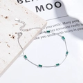 Bracciale minimalista in argento sterling 925 con cristalli rettangolari verde smeraldo - Oro Bianco