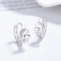Orecchini a cerchio a cuore in argento sterling 925 con zirconi e finitura in argento - Argento 925 / Oro Bianco