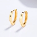 Minimalist 925 sterling silver V-shape hoop earrings with a polished golden finish - 925 Silver / Gold