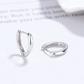 Minimalist S925 sterling silver V-shape hoop earrings with polished mirror finish - 925 Silver / White Gold