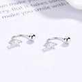 925 silver U-shaped earrings with marquise-cut zircon and polished ball end - 925 Silver / White Gold / Pair (Marquise)