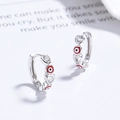 925 Silber Evil Eye Herz Creolen mit funkelnden Zirkonia-Anhängern für Damen - 925er Silber / Platin (Rotes Auge)