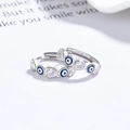 925 Silber Herz Ohrringe mit blauen Böser Blick Emaille Mustern und klaren Zirkonia - 925er Silber / Platin (Blaues Auge)