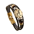 Bracciale Capricorno in pelle fatto a mano con strati intrecciati e ciondolo zodiacale - Capricorno (DK115-K)