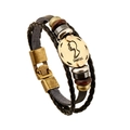 Bracciale in pelle multistrato segno zodiacale Gemelli con perline di bronzo - Gemelli