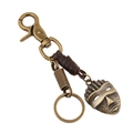 Vintage bronze mask keychain with leather trim and lobster clasp for men's accessories - Vintage Mask (K114)