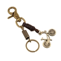 Llavero de bicicleta de bronce vintage con correa de cuero retro y cierre de langosta - Estilo de Bicicleta Vintage (K94)