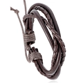 Handgefertigtes braunes Lederarmband mit mehrlagigem Design und Kordelzugverschluss - Dunkelbraun (B01717)