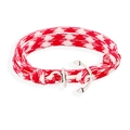 Red and white woven nautical anchor bracelet with a polished silver metal buckle clasp - Red