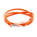 Leuchtend orangefarbenes Lederarmband mit silbernem Fischhaken-Verschluss - Orangerot