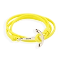 Bracciale nautico in pelle PU intrecciata con chiusura a ancora d'argento hope - Giallo