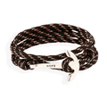 Navy style braided bracelet with silver anchor hook featuring HOPE engraving in tri-color - Black