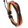 Handgefertigtes geflochtenes Lederarmband in Braun und Schwarz mit Seilzugverschluss - Braun Und Schwarz Kombination