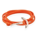 Bracelet enveloppant orange de style nautique avec fermoir ancre et gravure Hope - Rouge Orangé