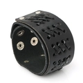 Bracciale retrò in pelle nera intrecciata da uomo con borchie e chiusura a scatto - Nero