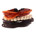 Set bracciali multistrato stile bohemian in pelle con perline e cordoncini intrecciati - Set Multistrato Bohemian Vintage