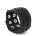 Retro mehrlagiges geflochtenes Lederarmband im Punk-Stil mit verstellbaren Druckknöpfen - Schwarz