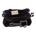 Retro multi-layer leather bracelet set with a metallic guitar charm in punk style - Vintage Guitar Braided Set