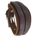 Verstellbares breites braunes Lederarmband für Herren im Vintage Punk Rock Stil - Braun
