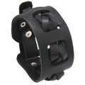 Schwarzes Lederarmband im Gothic-Punk-Stil mit gewebten Details und Metallnieten - Schwarz