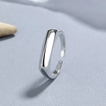 Minimalistischer S925 Sterlingsilber Ring, verstellbar und poliert für Damen - Einstellbar Offen / Weißgold
