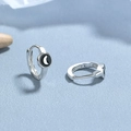 Pendientes de luna en plata 925 con esmalte negro sobre fondo azul texturizado - Oro Blanco (Luna)