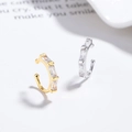 C-förmige 925 Silber Ohrmanschetten in Gold und Silber mit rechteckigen Zirkoniasteinen - Rechteckige Strass Ohrklemme (Stil 2) / Weißgold