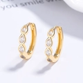 Orecchini a cerchio a goccia in argento 925 dorato con zirconi e chiusura sicura - Argento 925 / Oro