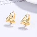 Pendientes de aro en plata de ley 925 dorados con diseño de nudo céltico geométrico - Plata 925 / Oro/Par