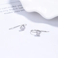 Elegant 925 sterling silver heart-shaped dangle earrings with sparkling cubic zirconia - White Gold