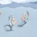 925 sterling zilveren olifant oorknoppen in zilver en roségoud tweekleurige finish - Menselijke Figuur Oorringen / Zilver & Roségoud