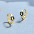 Elegantes pendientes de aro de plata 925 bañados en oro con colgante de luna negra - Oro Amarillo (Luna)