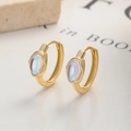 Pendientes de aro en plata 925 con piedras de luna ovales y acabado dorado - Plata 925 / Dorado