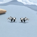 Pendientes de panda en plata de ley 925 con lindo acabado de esmalte negro - Plata 925 / Oro Blanco