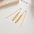 Elegant 925 sterling silver gold-plated long tassel drop earrings with woven design - Ear Line Style / Gold