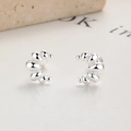 Pendientes de aro en C de plata de ley 925 pulida con diseño de croissant brillante - Plata 925 / Plateado