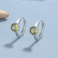 Orecchini a cerchio in argento 925 con scintillanti zirconi color verde oliva - Argento 925 / Oro Bianco (Zirconia Verde Oliva)