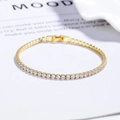 Elegantes 925 Sterling Silber Tennisarmband in Gold mit glänzenden runden Zirkoniasteinen - 925er Silber / Gold